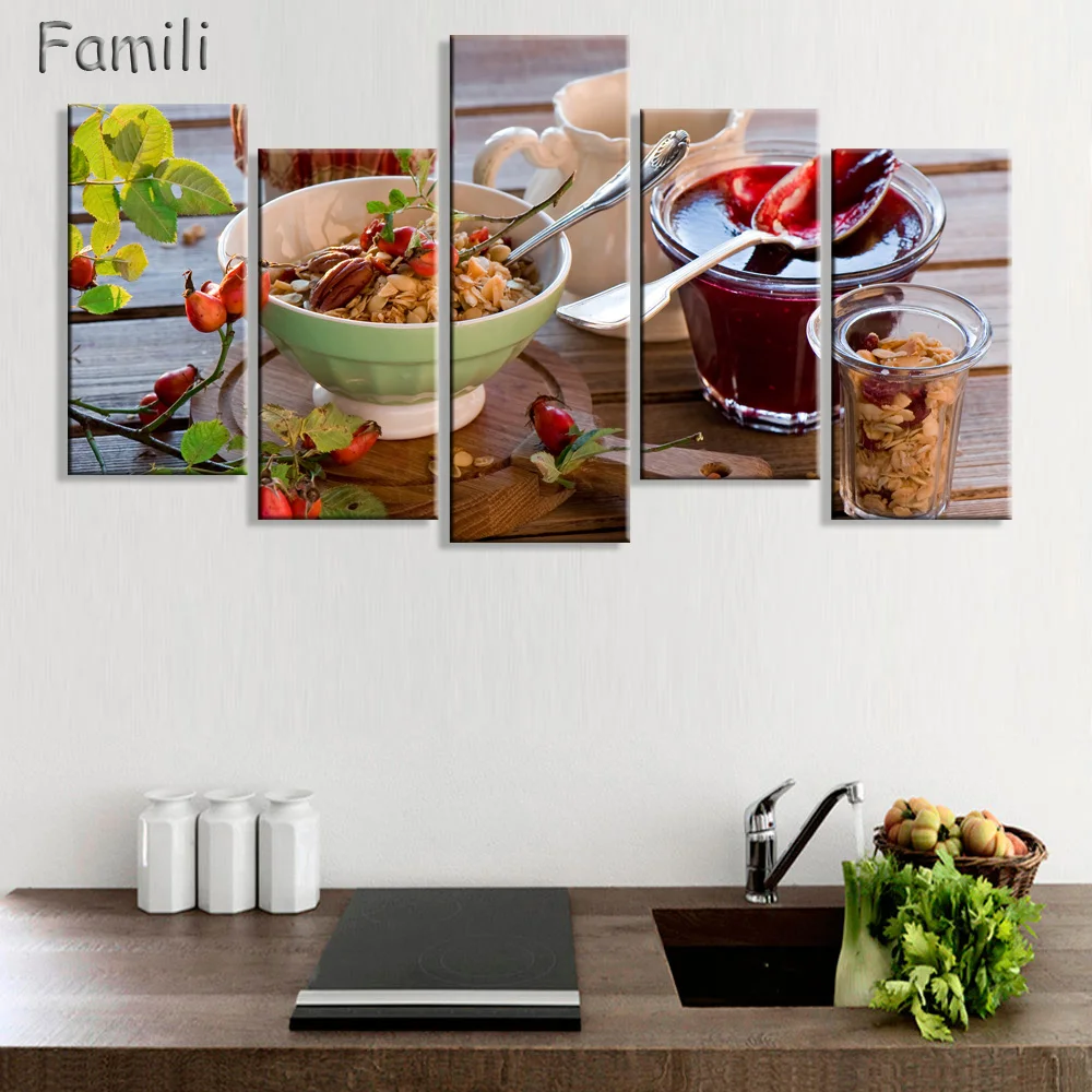 5 панелей яйцо и мука чашка современного холста картина настенное искусство для