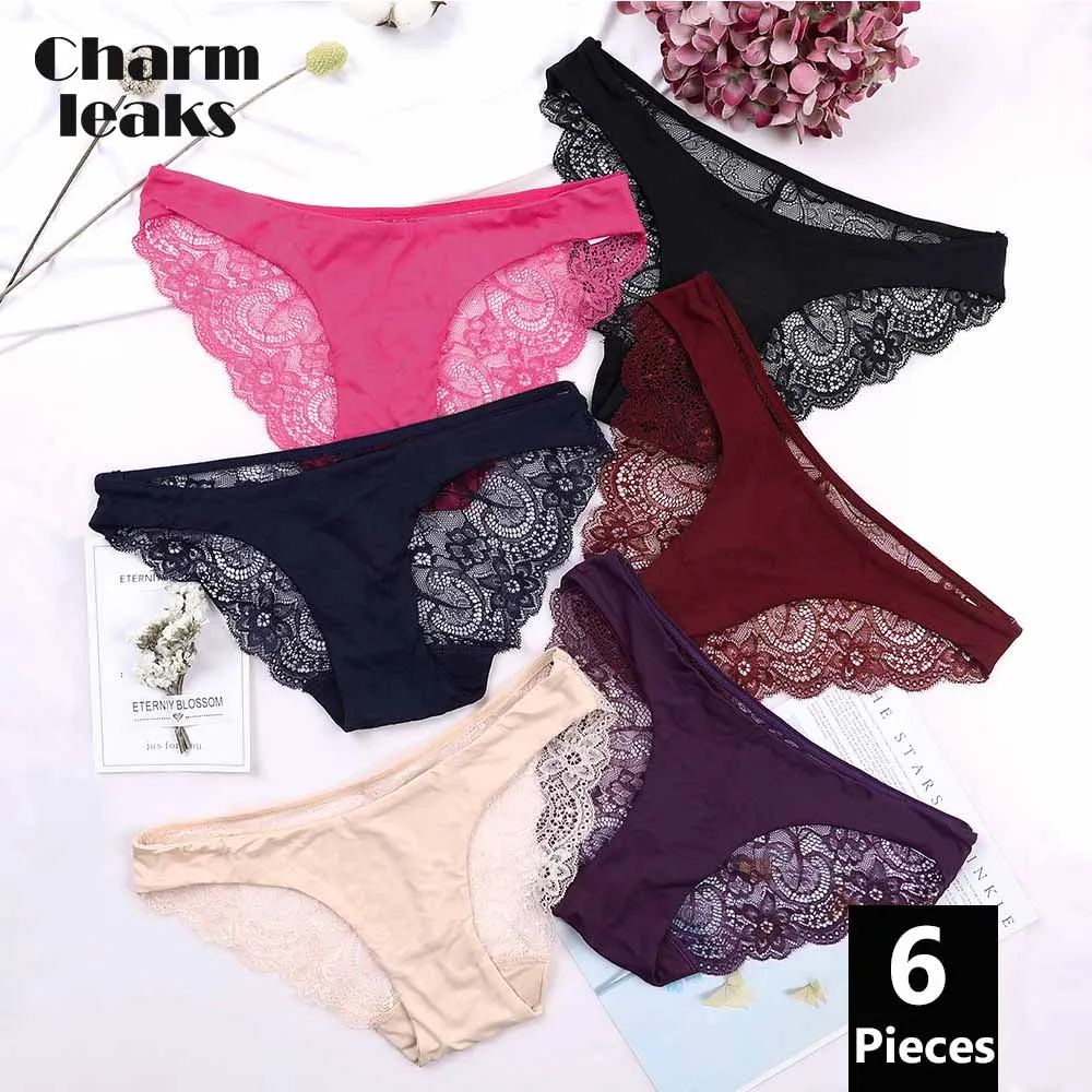 

Charmleaks Women's Lace Edge Underwear String Panties Tanga Thong Briefs Cotton Crotch Breathable Transparent Tempting Sale