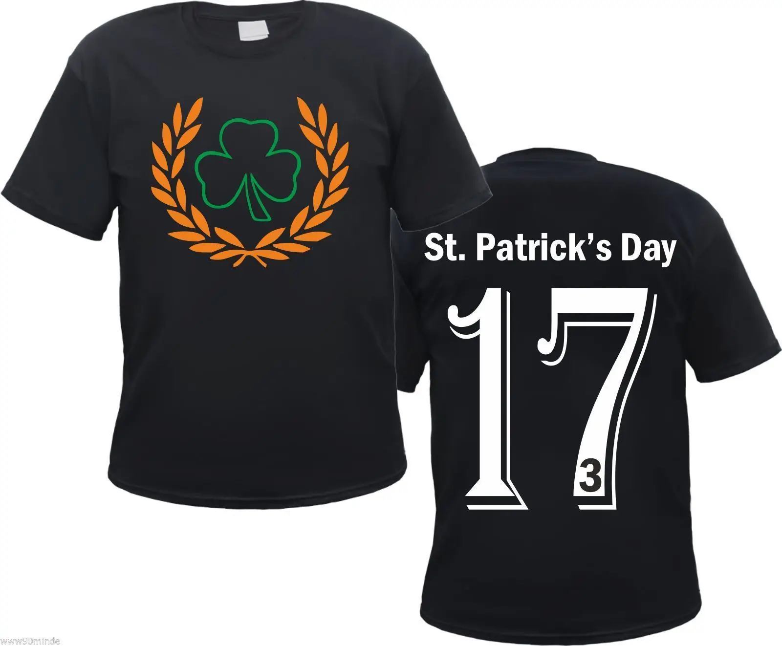 

St.Patrick's Day T-Shirt - Cloverleaf - Black - Ireland Irish 17.3