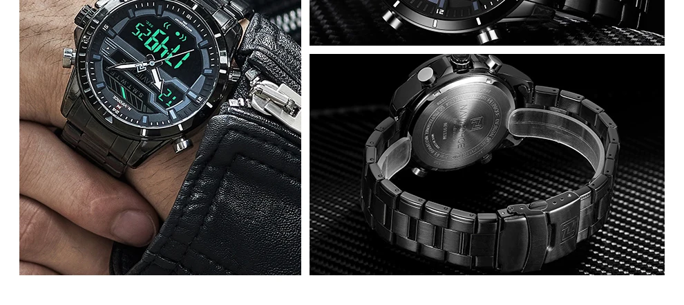 Топ Элитный бренд NAVIFORCE Для мужчин спортивные часы Для мужчин кварцевые цифровой светодиодный часы Мужской полный Сталь военный Водонепроницаемый наручные часы