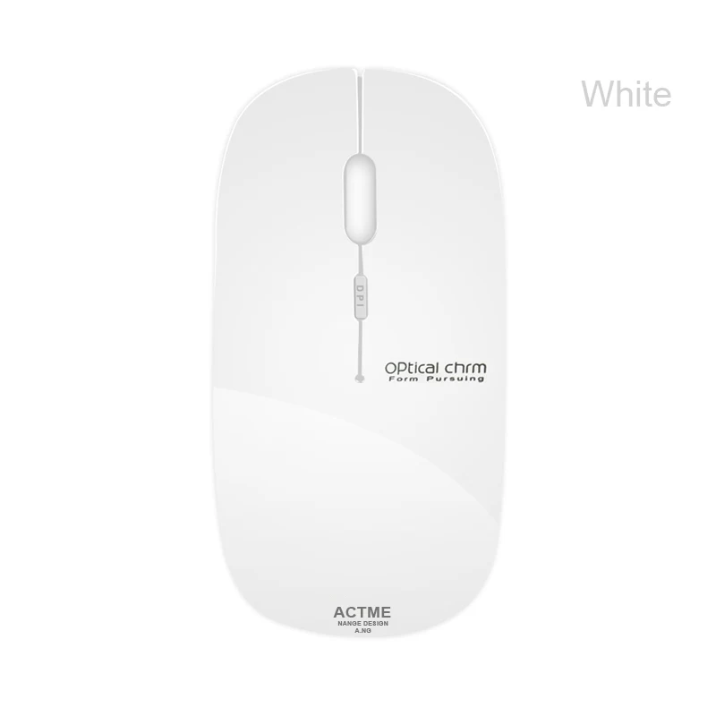 White Azzor Перезаряжаемые Беспроводной Мыши T5 slient кнопкой ультра тонкий Mute оптическая Мыши тонкий с зарядный кабель для ноутбук - Цвет: White