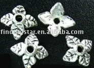 

FREE SHIPPING 500pcs Tibetan Silver Color crafted 4-leaf bead caps A124