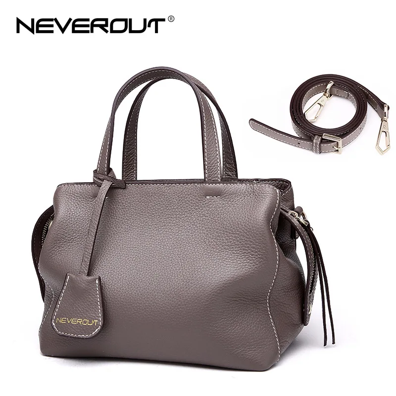 Gray NEVEROUT, Фирменные женские мягкие сумки из натуральной кожи, одноцветные сумки на плечо, женские маленькие сумочки через плечо, повседневные сумочки на молнии - Цвет: Gray