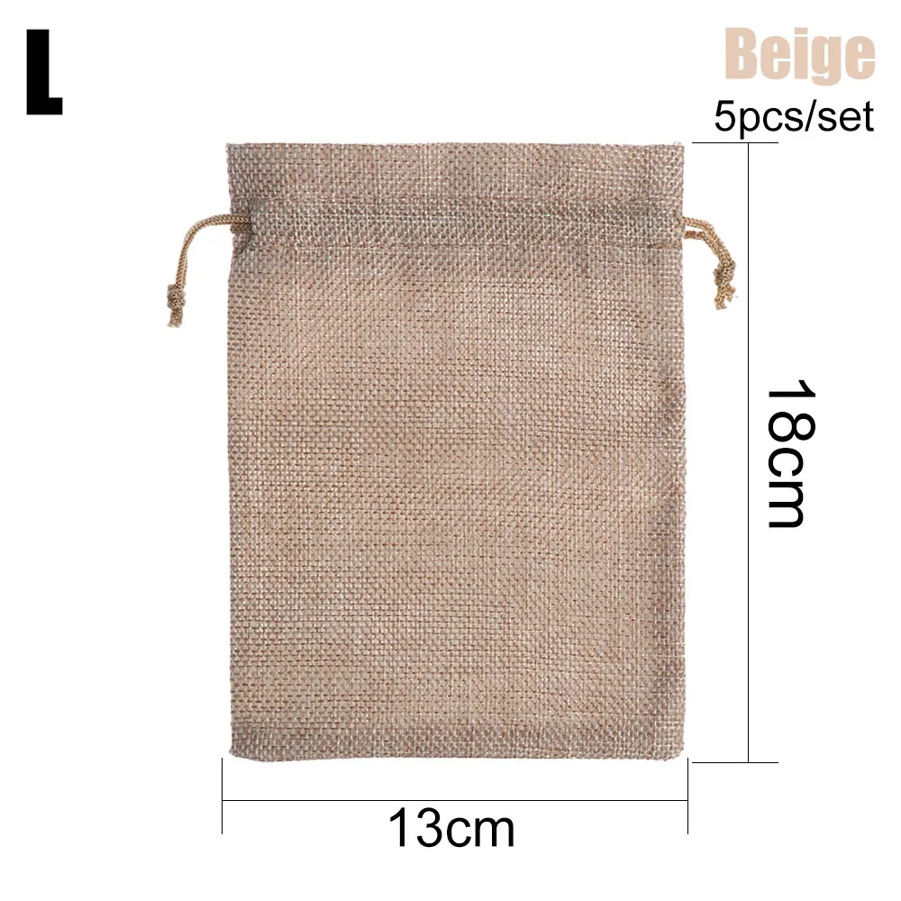 13x18cm beige Новые 5 шт винтажные натуральные мешковины Hessian джутовые сумки ювелирные изделия упаковочный мешочек для свадьбы пользу мешки для конфет шнурок подарочная сумка 3 размера - Цвет: 13x18cm beige