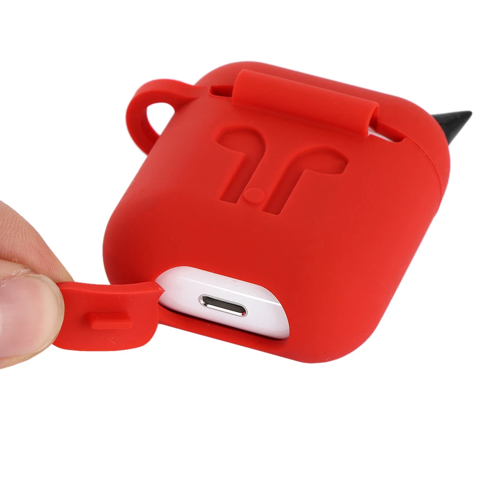 Милый Силиконовый ТПУ Bluetooth беспроводной чехол для наушников модный защитный чехол для Apple Airpods зарядный ящик с крючками