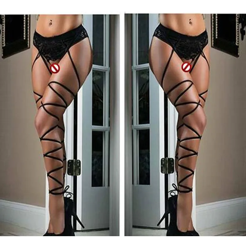 Плюс размер женские кружевные открытые промежности сексуальные чулки длинный