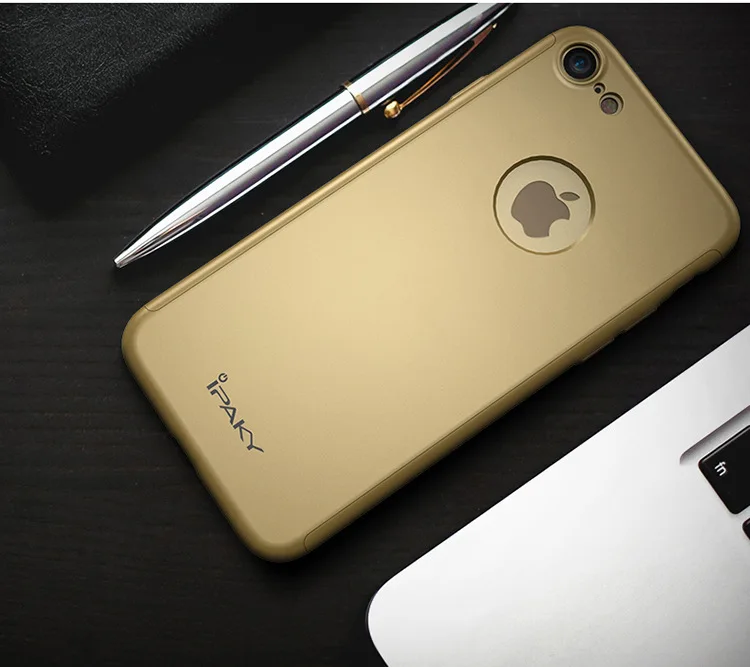 IPaky 360 Полный ультра тонкий для iPhone 7 Plus + закаленное Стекло Экран протектор Чехол