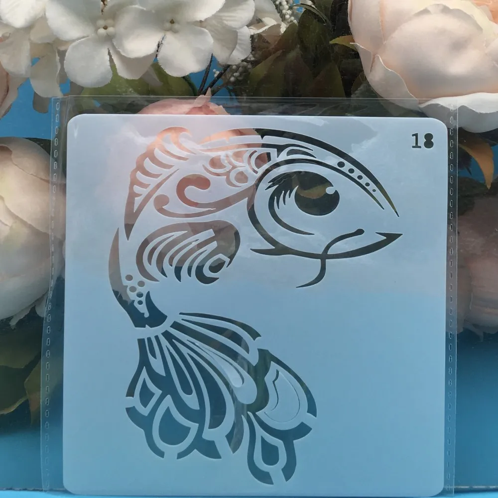 13 см карп рыба DIY слойные трафареты настенная живопись фотография