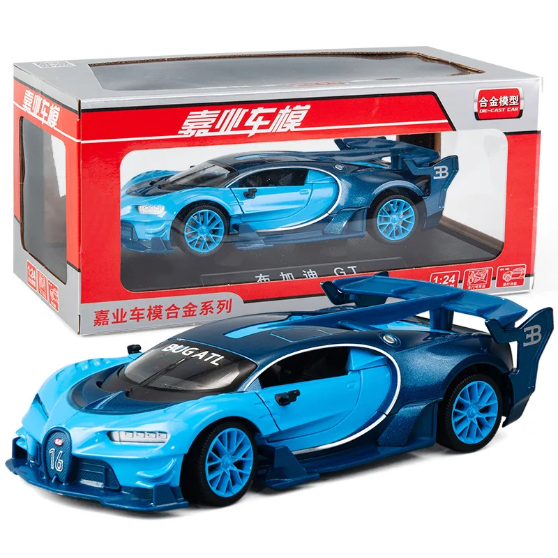 VB24073 blue withbox 1:24, высокая симуляция, Bugatti GT, спортивный гоночный автомобиль, сплав, модель автомобиля, бутик, дисплей, четыре автомобиля с открытой дверью, игрушки для детей, подарки - Цвет: VB24073 blue withbox