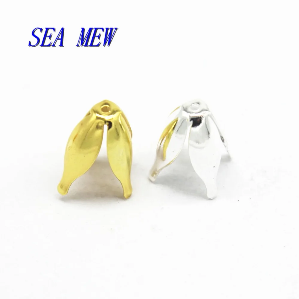 Металлические медные колпачки для бусин SEA MEW 10*13 мм золотого серебряного цвета
