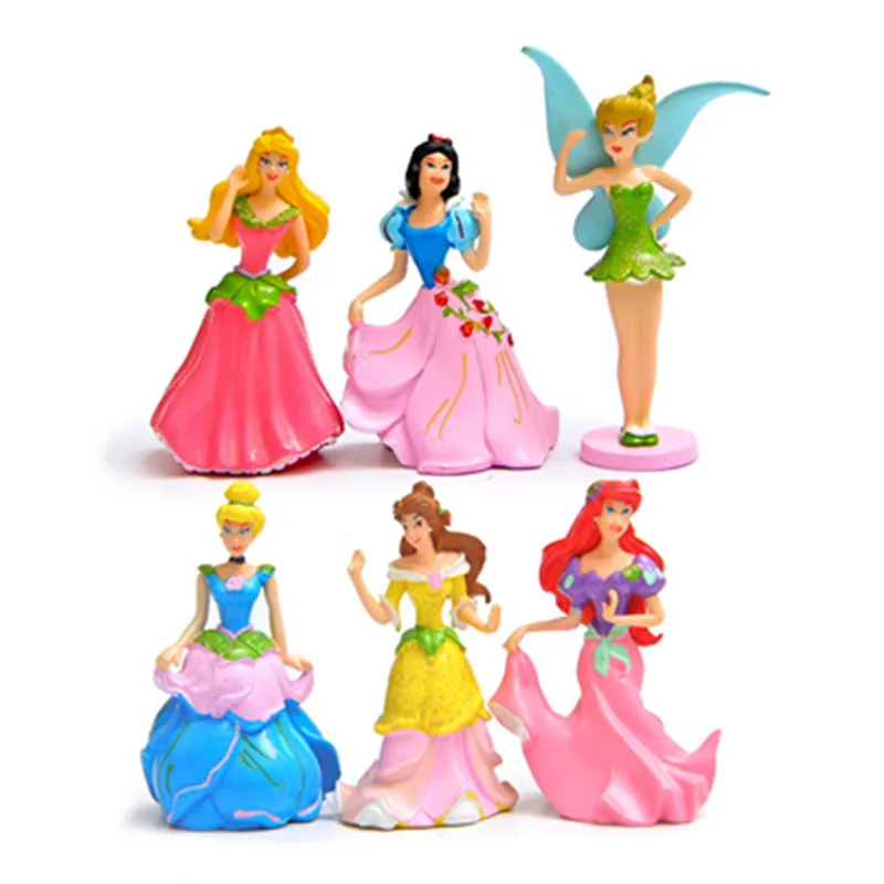Disney 6 шт./компл. 8 см ПВХ Кошка аниме Белоснежка Принцесса Золушка фигурка кукла