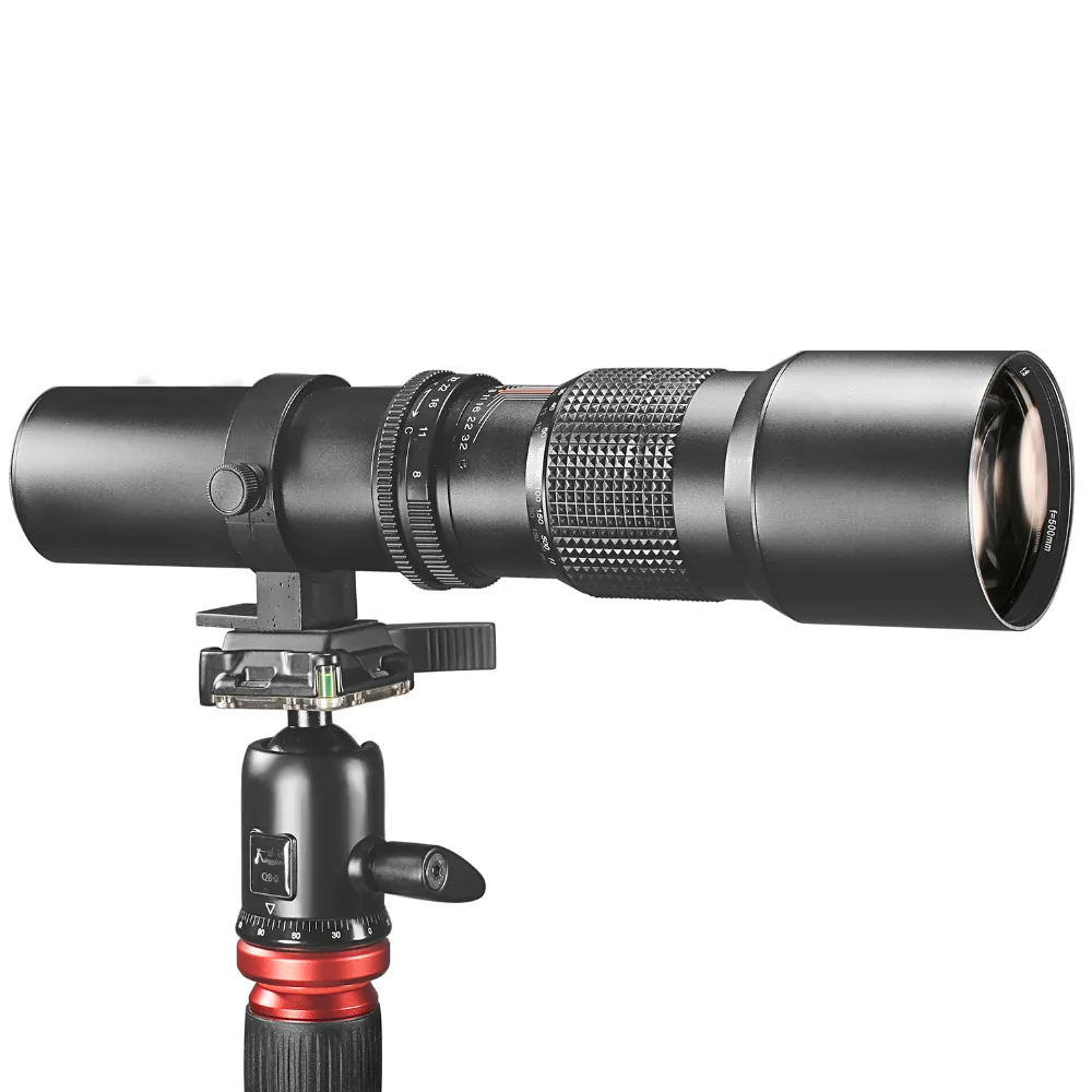 Neewer Высокая мощность 500 мм f/8 ручной телеобъектив для SLR/DSLR камер с Т-образным креплением адаптеры(не входят в комплект) черный