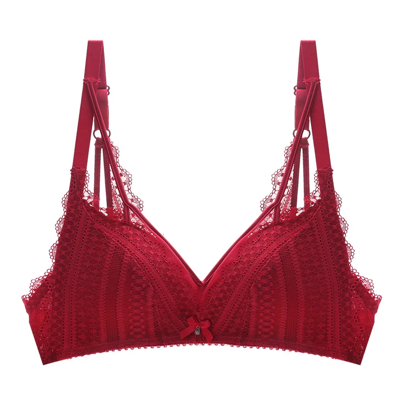 red bra Meizimei комплект с бюстгальтером, тонкое кружевное короткое сексуальное белье, цветочный бюстгальтер, бюстгальтер для молодых девушек, бюстгальтер для женщин, супер пуш-ап трусики, маленькая грудь - Цвет: red bra