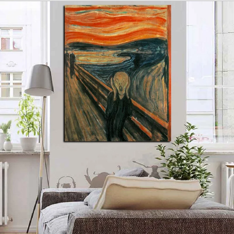 Edvard Munch крик Классическая абстрактная живопись маслом на холсте художественные плакаты и печать, Картина Настенная для гостиной Куадрос Декор