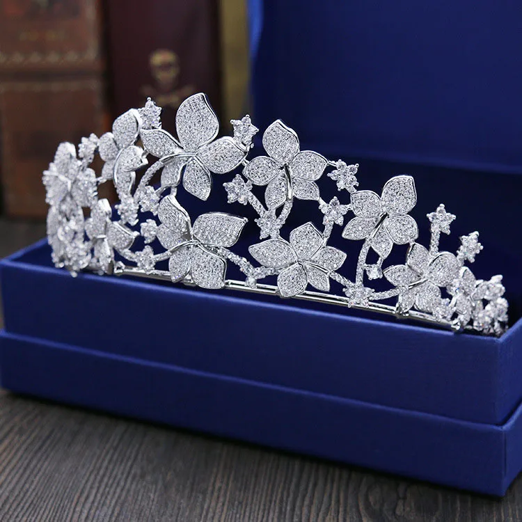 SLBRIDAL винтажная закрепка с прозрачным кубическим цирконием свадебная тиара CZ