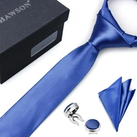 hot selling men necktie set with pocket square button cover cuff links in gift box for business wedding party