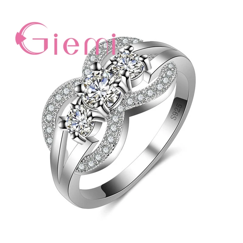 

Geometry Crystal Rings Proposal for Female Wedding Ceremony Wearing Vow Jewellery and CZ