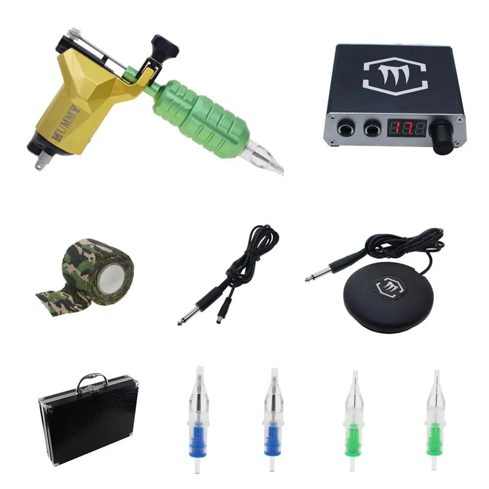 Rotary Tattoo Machine Gun Kit with Digtal Power Supply Needles Grip for KT004 | Красота и здоровье