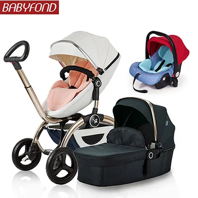 Kuudy Gudi 3 и 1 Детские коляски двухколесный четырехколесный транспорт лежащего складной Детские коляски - Цвет: white red