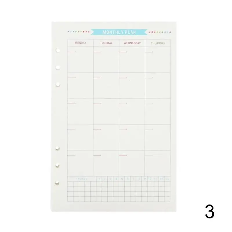 40 шт./компл. спирали планировщик отверстия с отрывными листами Cuaderno дневник еженедельник на заправки внутренней Бумага список планируете сделать A5 страниц Тетрадь