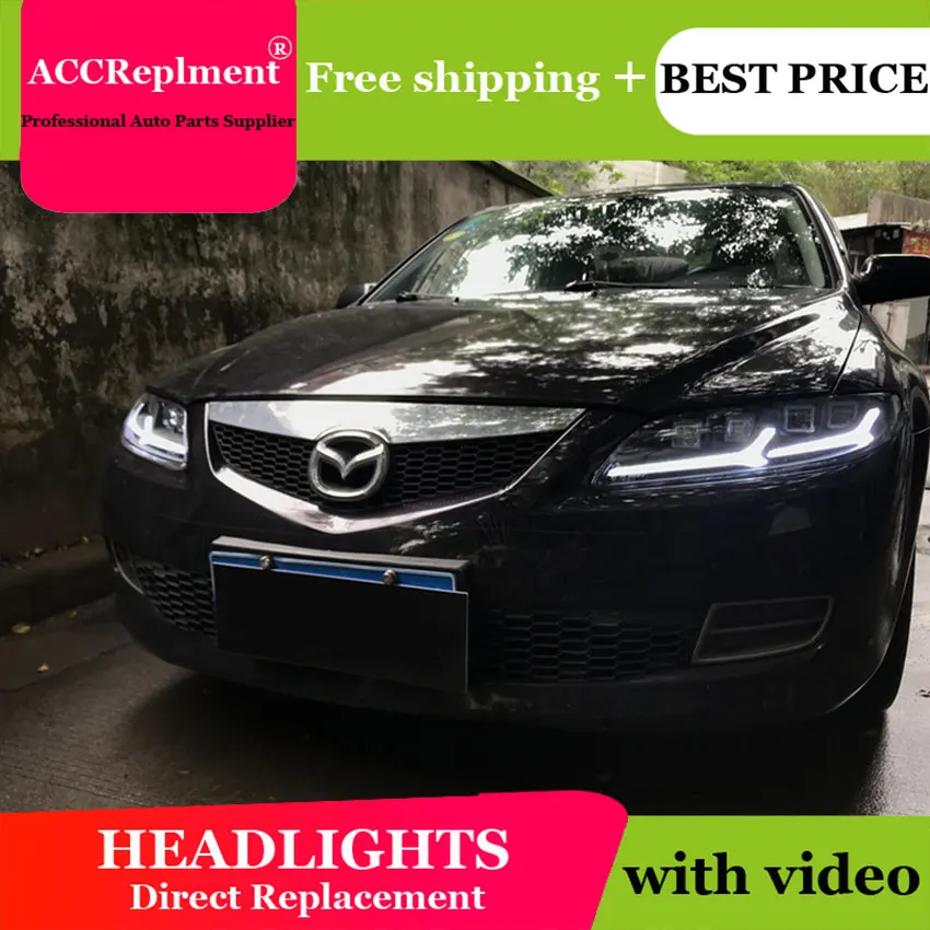 Автомобильный Стайлинг для Mazda 6 головной светильник s U angel eyes 2003-2008 для Mazda 6 светодиодный светильник Q5 bi xenon объектив СВЕТОДИОДНЫЙ прожектор