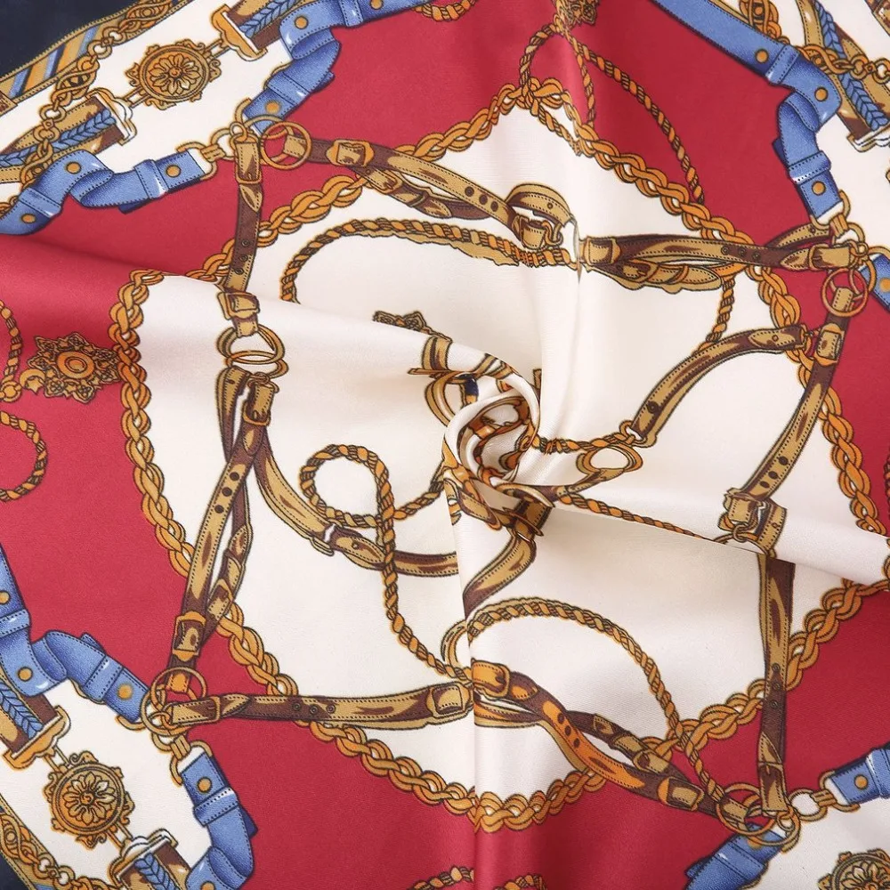 Женский атласный квадратный шарф роскошный брендовый из искусственного шелка с