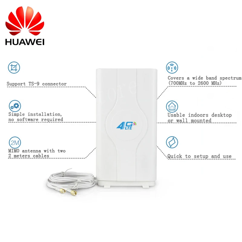 4G 45dBi антенна TS9 CRC9 SMA разъем маршрутизатор внешняя MIMO с 2 метрами кабели для huawei