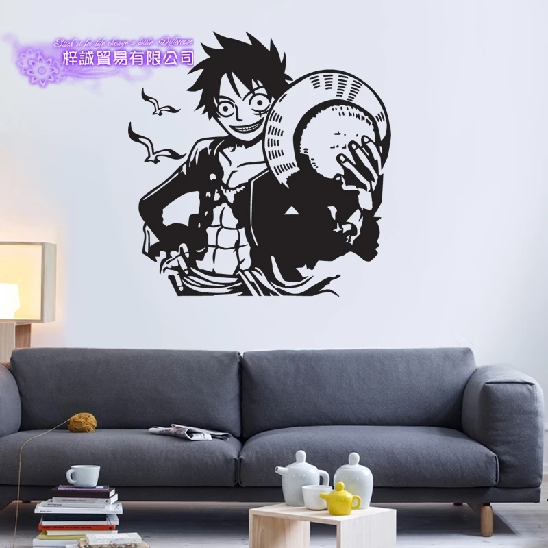 Luffy ONE PIECE Настенная Наклейка Декор для дома декоративное украшение Аниме