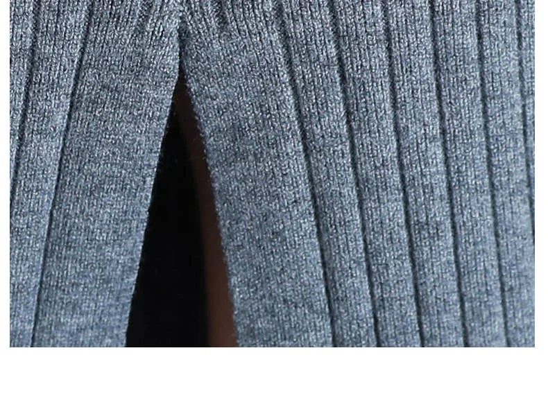 Осень Зима Новая Высокая талия вязаная юбка женская мода теплый длинный свитер юбка Женская Сплит Тонкая Повседневная юбка карандаш D66