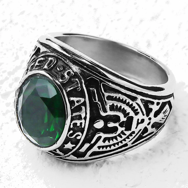 Мужское кольцо EdgLifU черное армейское из нержавеющей стали в стиле милитари США