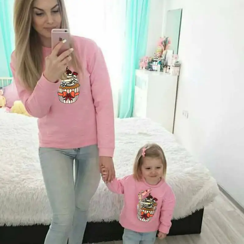 Новое поступление свитшоты для мамы и дочки pudcoco повседневная одежда семьи милый