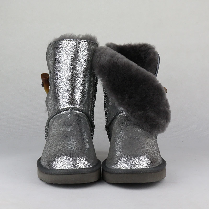 Новинка; Модные женские зимние ботинки из водонепроницаемого материала; зимние ботинки из натуральной воловьей кожи с натуральным мехом; теплые шерстяные женские ботинки