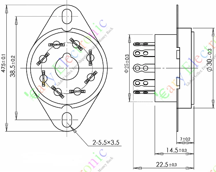 Оптовая и розничная продажа 8 шт. золотые 8-контактные керамические вакуумные