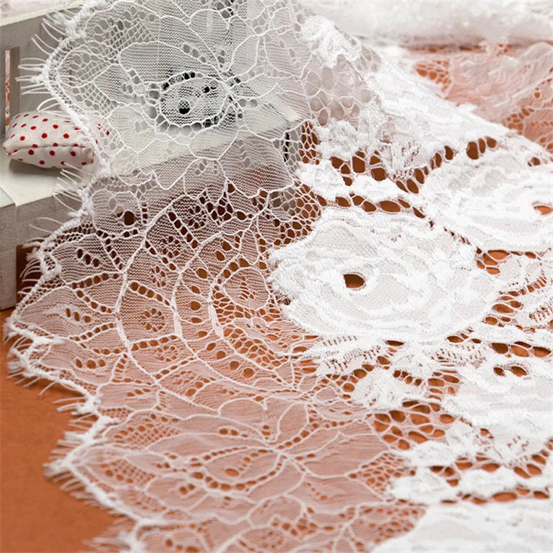 

3yards/lot Eyelash Lace width 150cm DIY Decorative High Quality Soft Off black Nylon Eyelash Lace Trim Wedding Dress Fabric