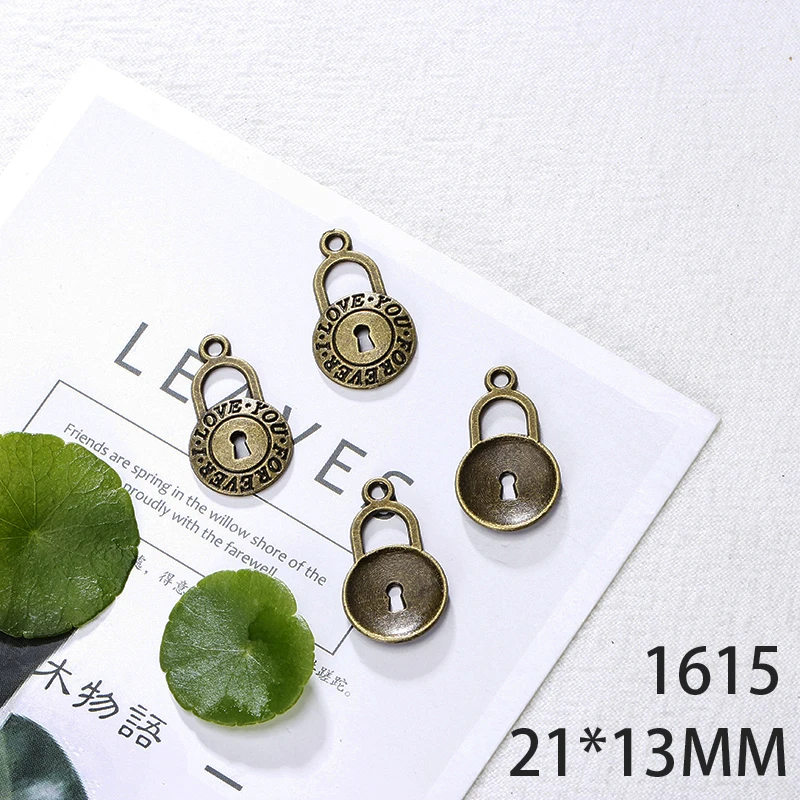 

21*13mm 20pcs Heart Lock Alloy Pendant For Diy Jewelry Making 2 Colors Antique Silver Antique Bronze No.1615