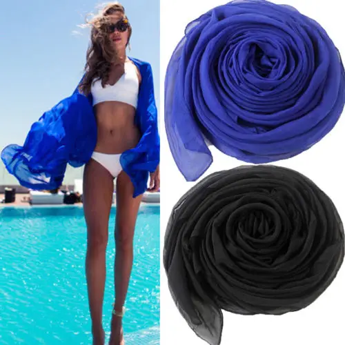 2019 New Beachwear Solid Chiffion Women Summer Beach Bikini Cover Up Swimsuit Swimwear | Женская одежда