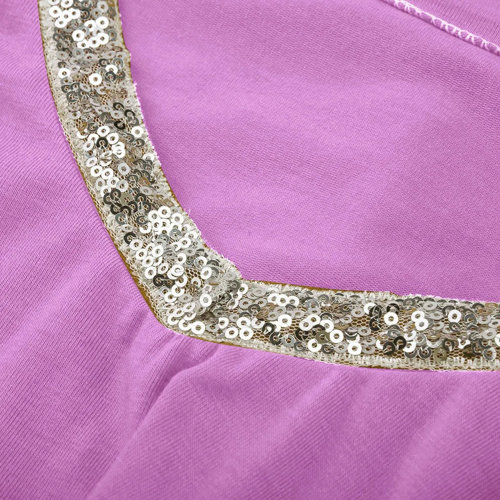 Футболка женская с блестками и вырезом повседневный пикантный винтажный Модный