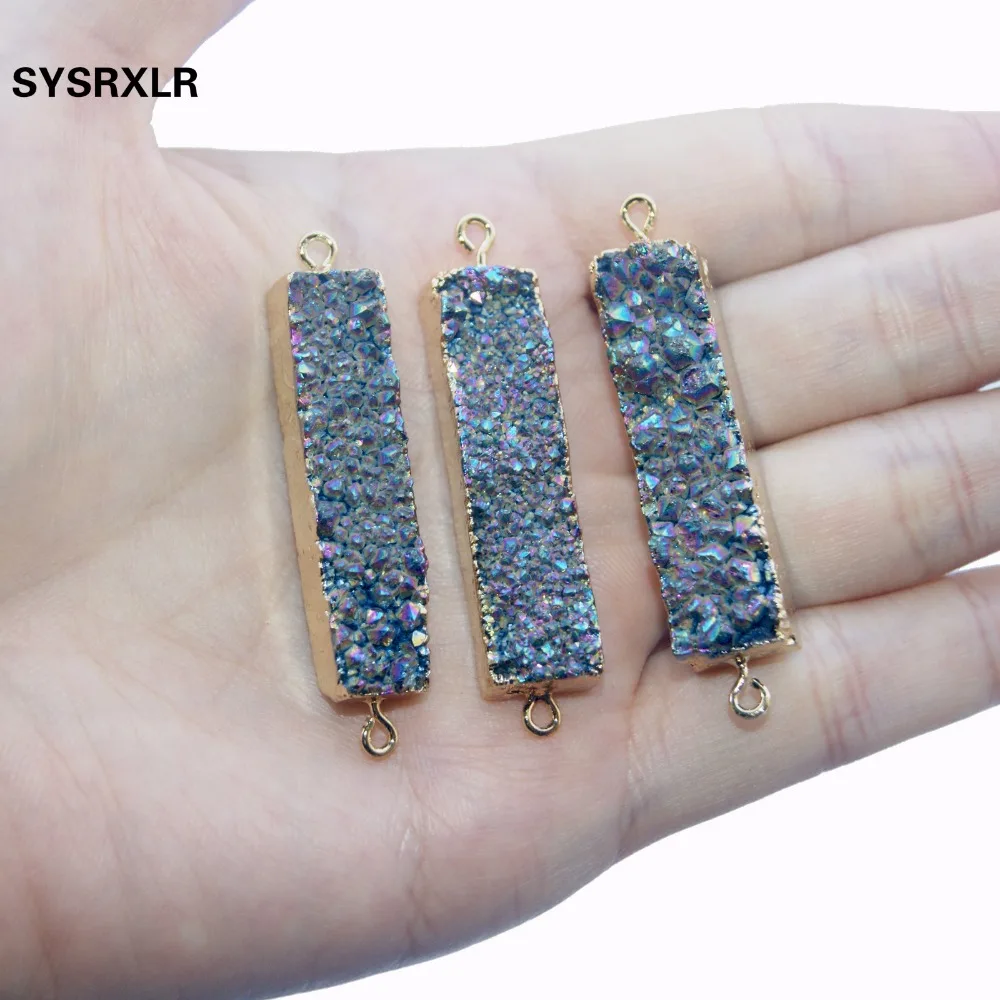 Оптовая продажа натуральный кристалл Druse прямоугольный жеодовый камень черный