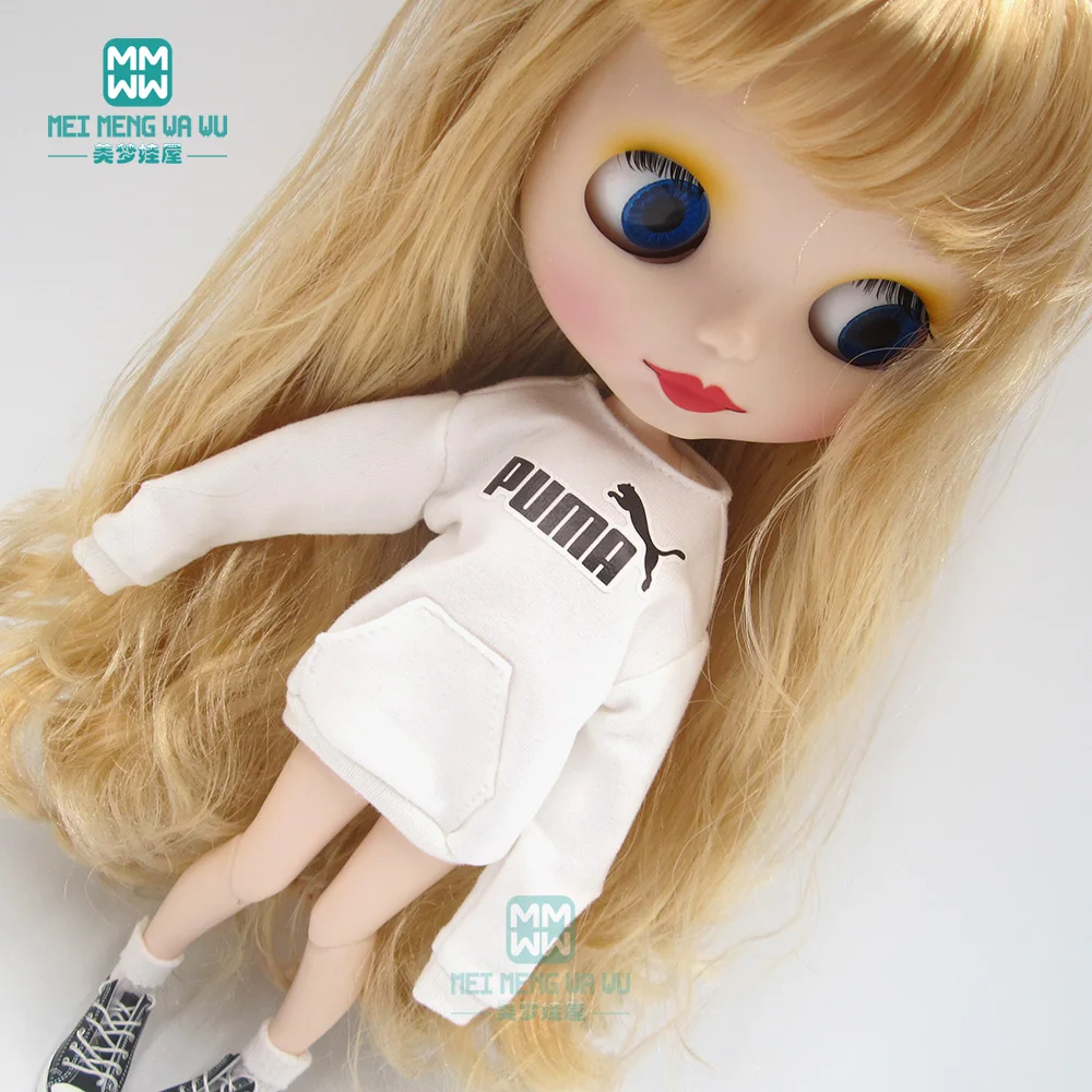1 шт. Blyth Кукла Одежда Повседневная Толстовка Черный Белый Красный для Blyth Azone1/6 кукла
