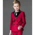 Bridalaffairкуртка со штанами комплект из 2 предметов, костюмы для мальчиков на свадьбу, Детский костюм для выпускного вечера красные свадебные костюмы для мальчиков, детская одежда