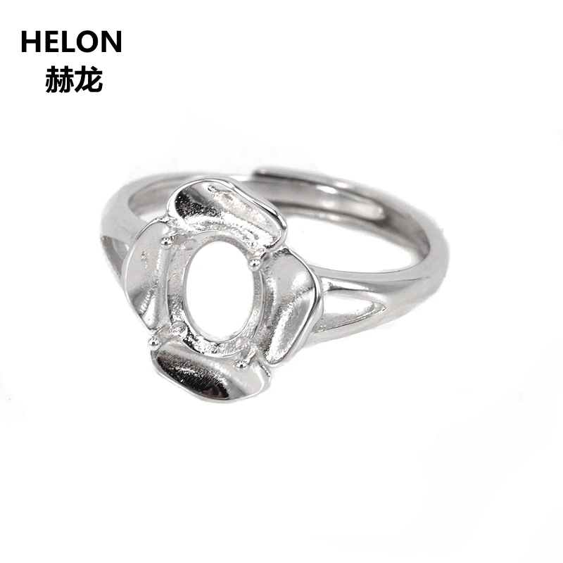 

Женское серебряное обручальное кольцо 6x8 мм с овальным кабошоном, обручальное кольцо с полукреплением, подходит для янтарного агата, гранат...