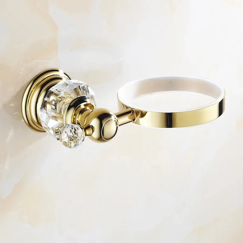 Роскошный Золотой Кристальный держатель для туалетной щетки с керамической