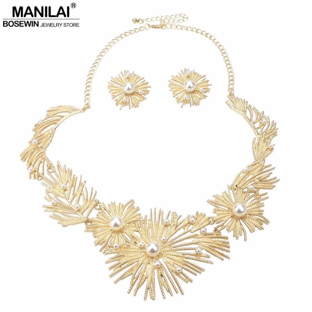 Женский Свадебный комплект с большим цветком MANILAI массивное ожерелье