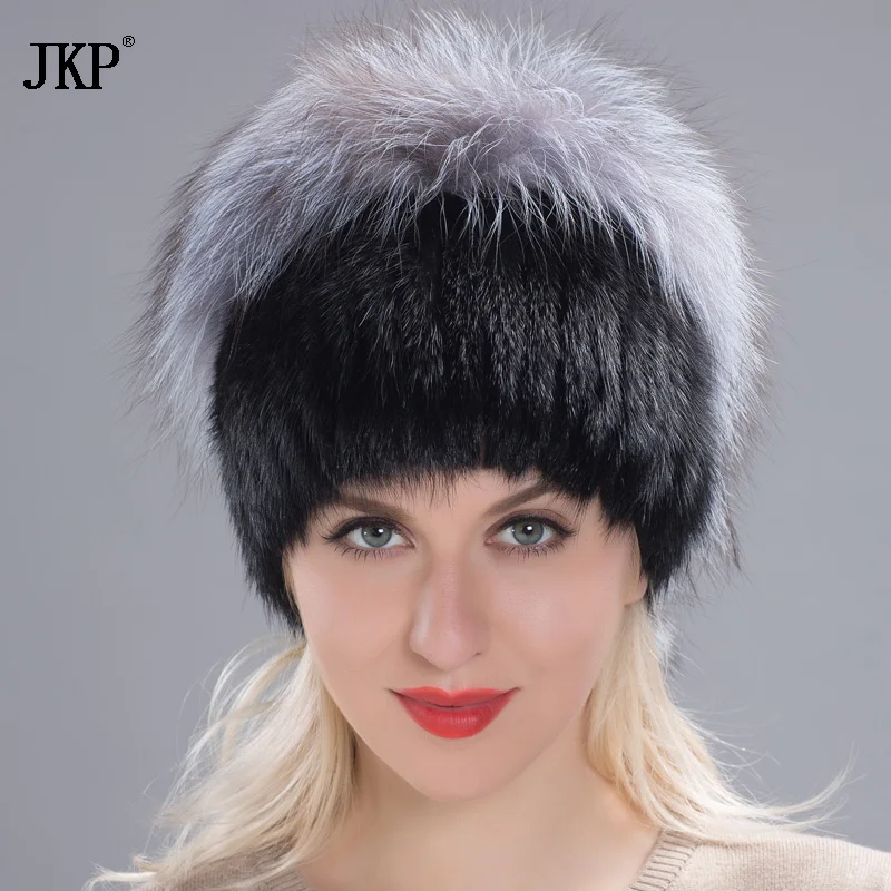 Winter Women's Hat Real Mink Fur Hat Mink Fox Fur Plated Caps Woman Russian New Women's Fur Hat  DHY17-37