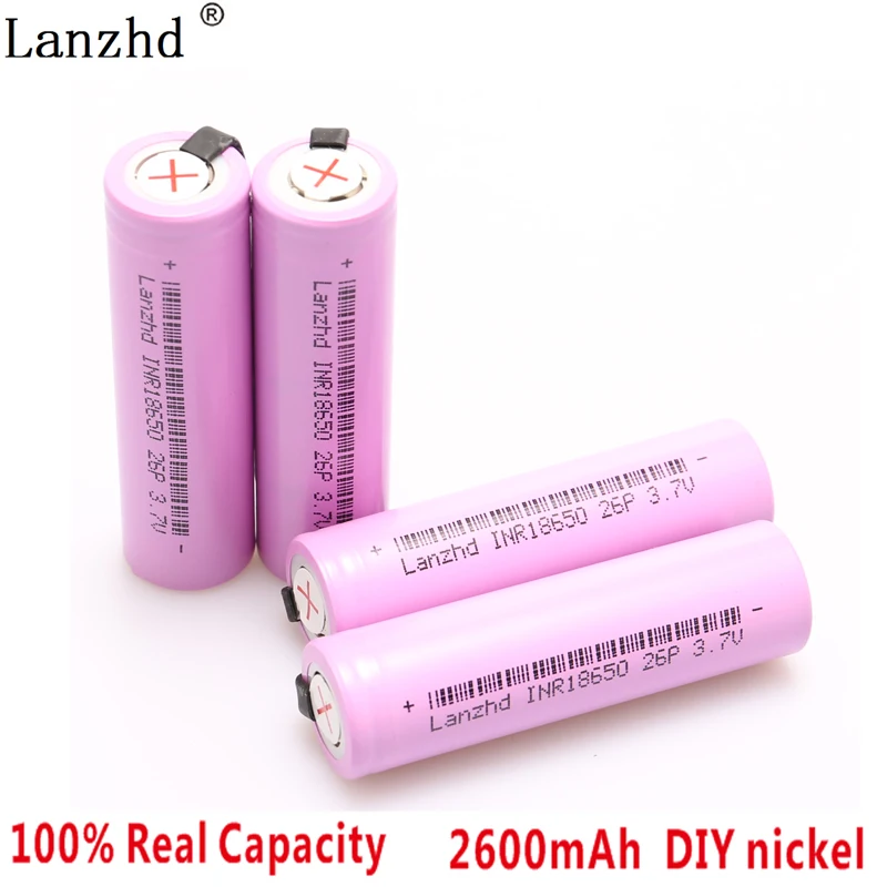 

40PCS DIY 18650 Battery INR18650 3.7V Nickel sheets 18650 Rechargeable Li ion Batteries 2600mAh for Remote control Tools