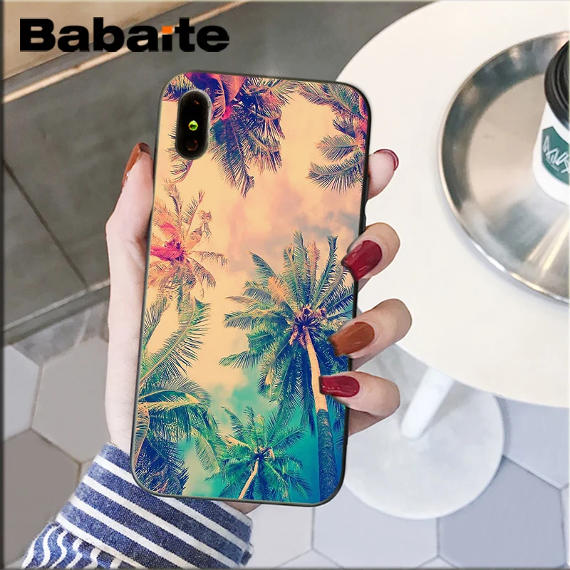 Babaite Summer popular Beach Ocean Coconut Trees Black Phone Cover for iPhone8 7 6 6S 6Plus X XSMAX 5 5S SE XR 11 11pro 11promax | Мобильные