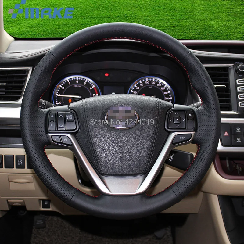 Чехол на руль для Toyota highlander 15-18 черная кожа сделай сам Ручное шитье аксессуары