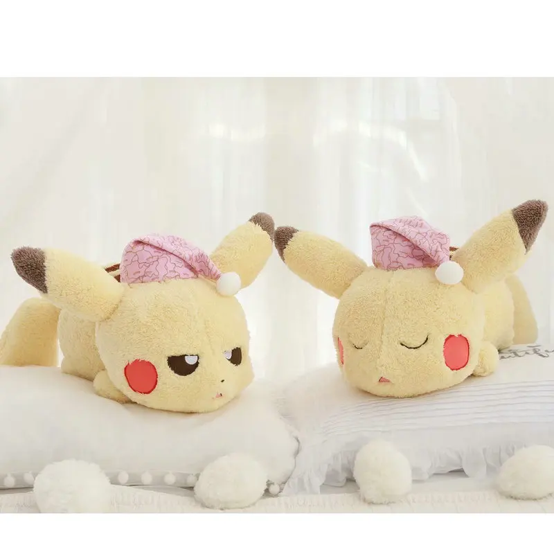 Kawaii Pikachu плюшевая аниме игрушка супер мягкая детская подушка для сна розовая шапка застенчивый сонный Пикачу Кукла игрушки для мальчиков и девочек игра кукла подарок