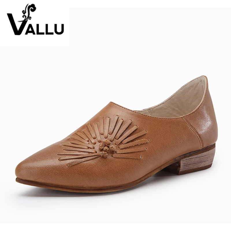 2019 кожаные туфли в западном стиле Женские лодочки с острым носком на низком