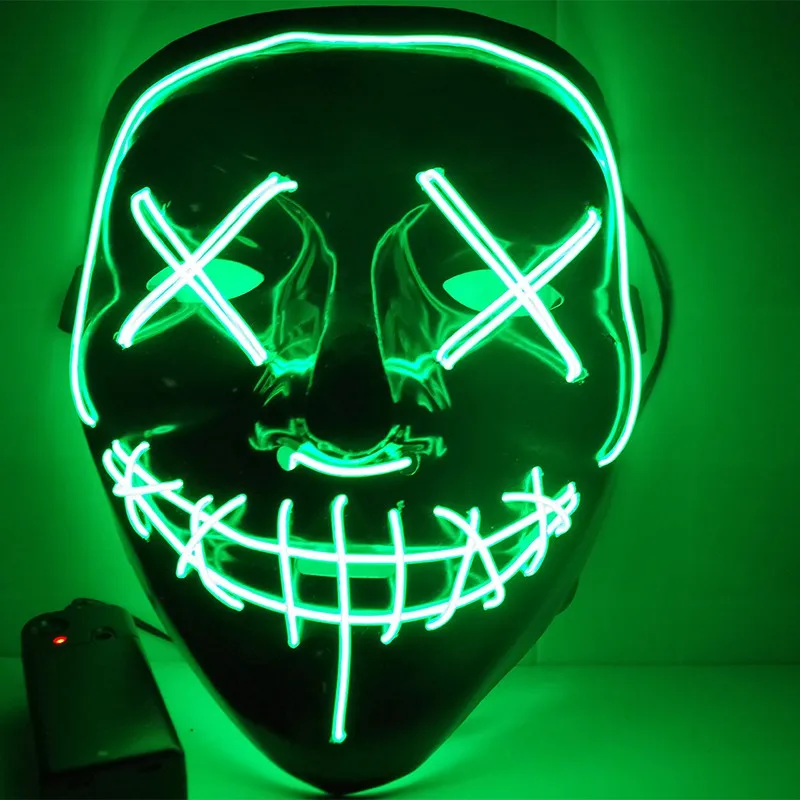 Green Маска на Хеллоуин, светодиодный светильник, Забавные Маски, отличный праздничный костюм для костюмированной вечеринки, Вечерние Маски - Цвет: Green